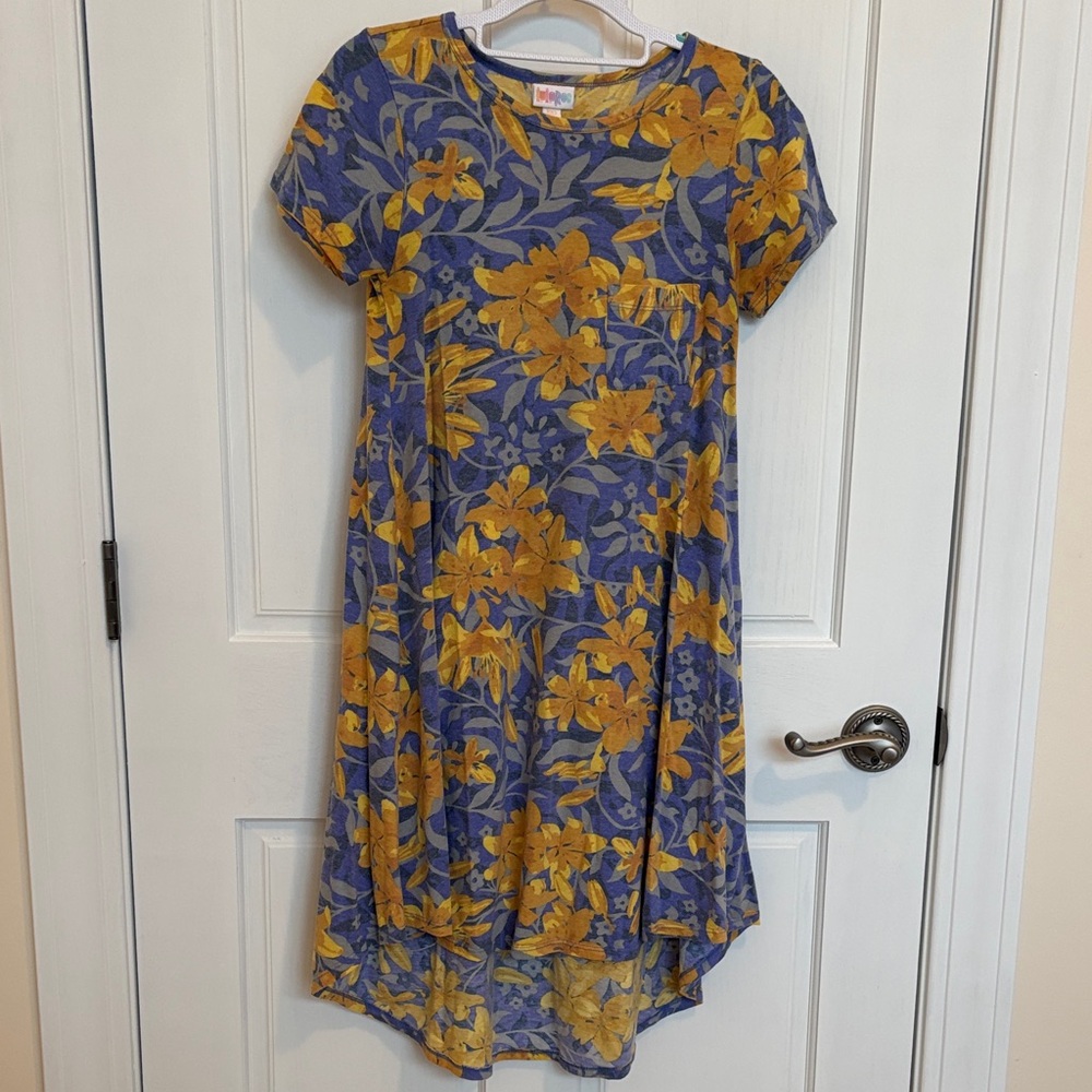 LuLaRoe High Low Dress in Blue and Yellow Floral